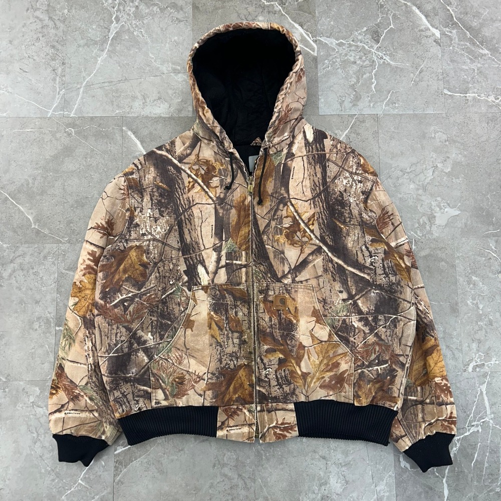 Vintage Carhartt J221 CAP Jacket Mens XL Realtree Camo Hunting Workwear Quilted